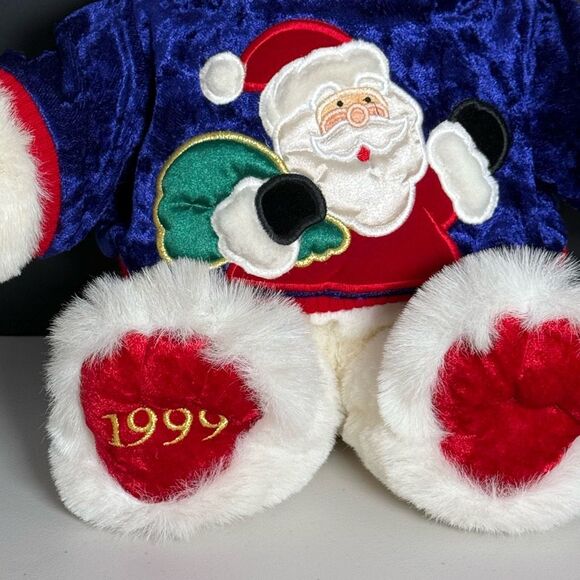 Vtg Christmas Plush Teddy Bear White Santa Clause Sweater 16" 1999 Kmart‎ - Picture 2 of 4